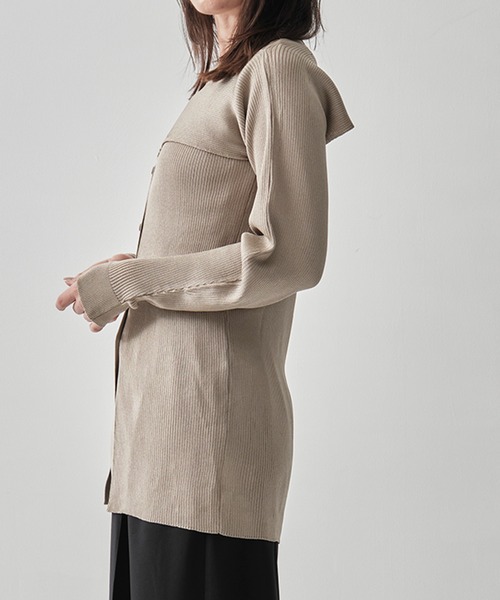 TAN（タン）の「[TAN/タン]2-PIECE RIBBED CARDIGAN（ポロシャツ・レディース・ブラック・FREE）」の17枚目の写真