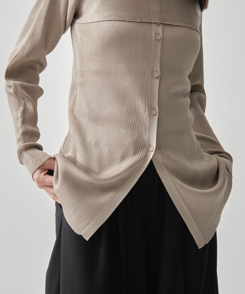 TAN（タン）の「[TAN/タン]2-PIECE RIBBED CARDIGAN（ポロシャツ・レディース・ブラック・FREE）」の14枚目の写真