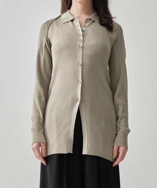 TAN（タン）の「[TAN/タン]2-PIECE RIBBED CARDIGAN（ポロシャツ・レディース・ブラック・FREE）」の3枚目の写真
