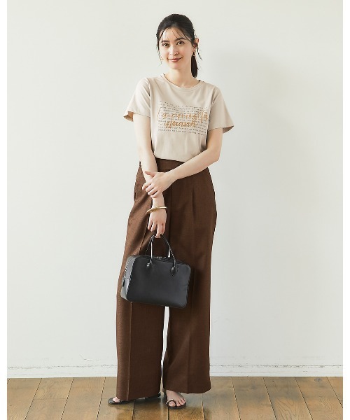 DoCLASSE（ ドゥクラッセ）の「ブッチャー織り・タックワイドパンツ（その他パンツ・レディース・ダークネイビー/ブラウン・11/9）」の2枚目の写真