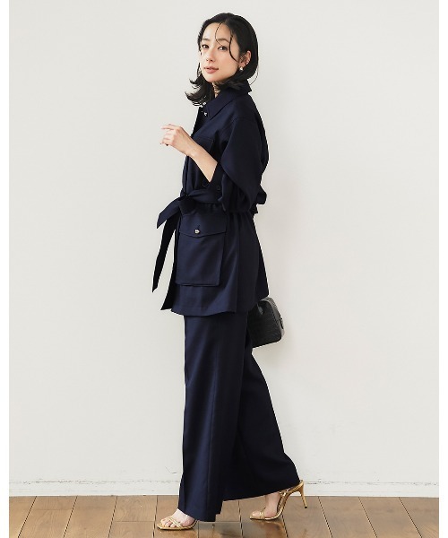 DoCLASSE（ ドゥクラッセ）の「ブッチャー織り・タックワイドパンツ（その他パンツ・レディース・ダークネイビー/ブラウン・11/9）」の4枚目の写真