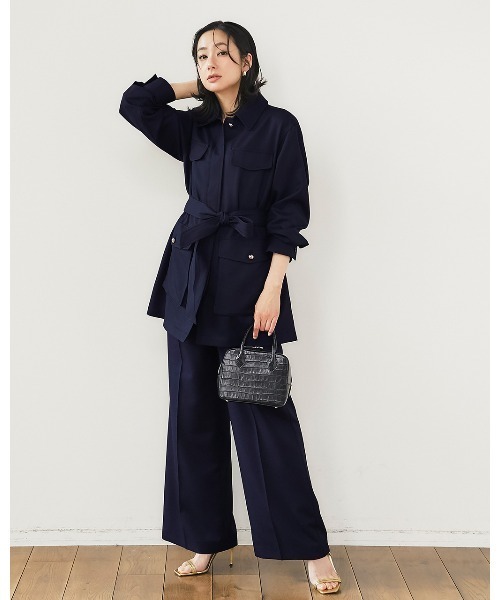 DoCLASSE（ ドゥクラッセ）の「ブッチャー織り・タックワイドパンツ（その他パンツ・レディース・ダークネイビー/ブラウン・11/9）」の5枚目の写真