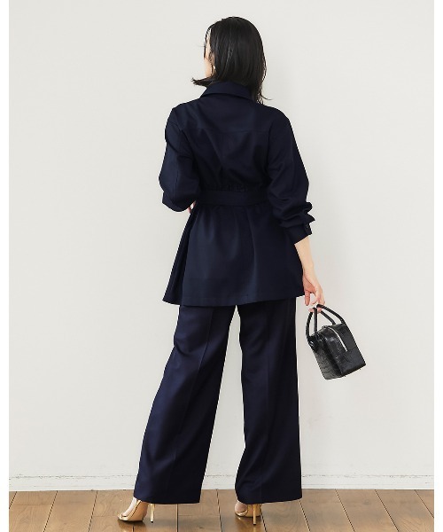 DoCLASSE（ ドゥクラッセ）の「ブッチャー織り・タックワイドパンツ（その他パンツ・レディース・ダークネイビー/ブラウン・11/9）」の6枚目の写真