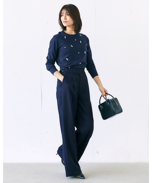 DoCLASSE（ ドゥクラッセ）の「ブッチャー織り・タックワイドパンツ（その他パンツ・レディース・ダークネイビー/ブラウン・11/9）」の7枚目の写真
