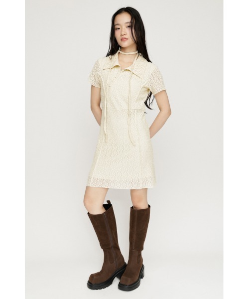SLY（スライ）の「CUT JQ SHORT OP カットジャガードショートワンピ 夏服 秋服（ワンピース・レディース・アイボリー/ブラウン/ブラック・2/1）」の17枚目の写真