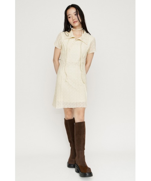 SLY（スライ）の「CUT JQ SHORT OP カットジャガードショートワンピ 夏服 秋服（ワンピース・レディース・アイボリー/ブラウン/ブラック・2/1）」の18枚目の写真