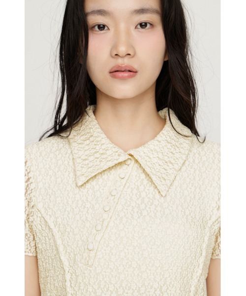 SLY（スライ）の「CUT JQ SHORT OP カットジャガードショートワンピ 夏服 秋服（ワンピース・レディース・アイボリー/ブラウン/ブラック・2/1）」の11枚目の写真