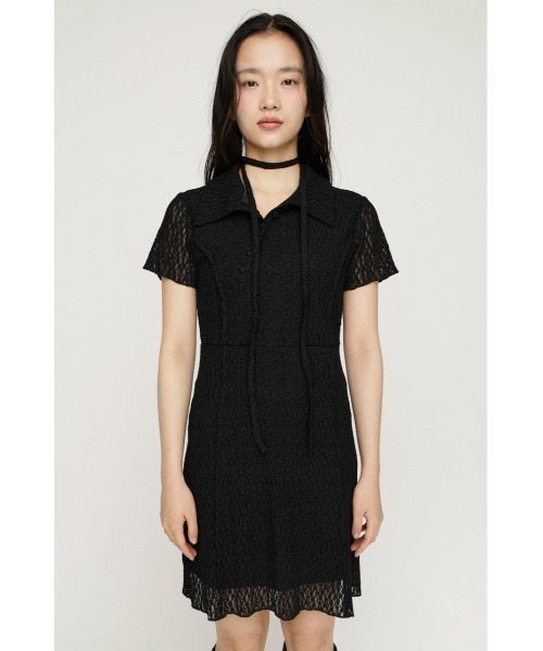 SLY（スライ）の「CUT JQ SHORT OP カットジャガードショートワンピ 夏服 秋服（ワンピース・レディース・アイボリー/ブラウン/ブラック・2/1）」の5枚目の写真