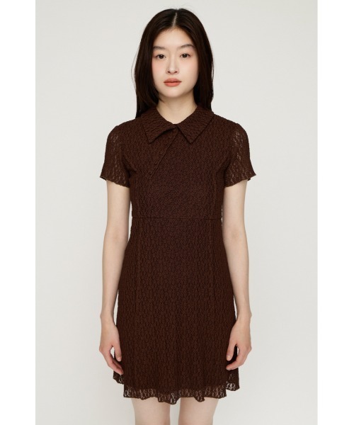 SLY（スライ）の「CUT JQ SHORT OP カットジャガードショートワンピ 夏服 秋服（ワンピース・レディース・アイボリー/ブラウン/ブラック・2/1）」の10枚目の写真