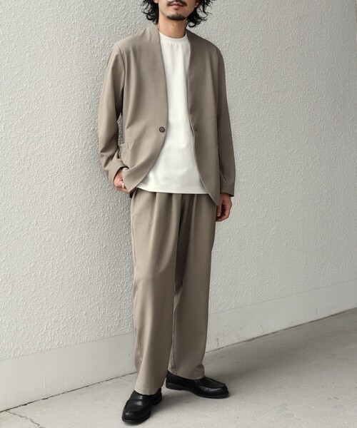 SHIPS Colors（シップス カラーズ）の「SHIPS Colors:〈吸水速乾・洗濯機可能〉2WAY ストレッチ ノーカラー ジャケット◇（ノーカラージャケット・メンズ・ベージュ/ダークブルー・MEDIUM/LARGE/X-LARGE）」の18枚目の写真