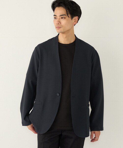 SHIPS Colors（シップス カラーズ）の「SHIPS Colors:〈吸水速乾・洗濯機可能〉2WAY ストレッチ ノーカラー ジャケット◇（ノーカラージャケット・メンズ・ベージュ/ダークブルー・MEDIUM/LARGE/X-LARGE）」の19枚目の写真