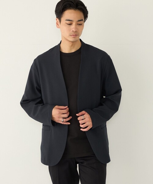 SHIPS Colors（シップス カラーズ）の「SHIPS Colors:〈吸水速乾・洗濯機可能〉2WAY ストレッチ ノーカラー ジャケット◇（ノーカラージャケット・メンズ・ベージュ/ダークブルー・MEDIUM/LARGE/X-LARGE）」の20枚目の写真