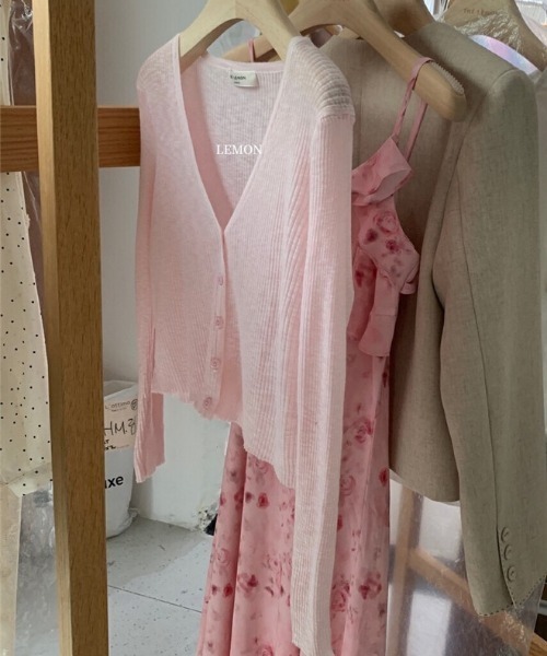 AMAJI（アマジ）の「サマーニット ロングスリーブ ボレロカーディガン（カーディガン/ボレロ・レディース・ブラック/ホワイト/ライトグリーン/ライトブルー/ライトピンク/ベージュ/イエロー/グレー・FREE）」の8枚目の写真