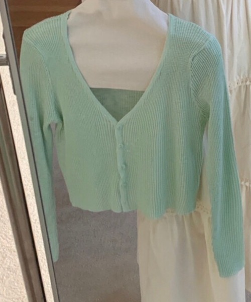 AMAJI（アマジ）の「サマーニット ロングスリーブ ボレロカーディガン（カーディガン/ボレロ・レディース・ブラック/ホワイト/ライトグリーン/ライトブルー/ライトピンク/ベージュ/イエロー/グレー・FREE）」の5枚目の写真