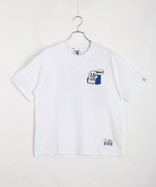 GRAF&WU（グラフアンドユー）の「GRAF&WU グラフアンドウー 12ベロ ゴーストキャラクター 刺繍 オーバーサイズ 半袖Tシャツ 海洋生物 メンタルヘルス（Tシャツ/カットソー・メンズ・ホワイト/ブラック/サックスブルー/オートミール/ブラック系その他・M/L/XL）」の6枚目の写真