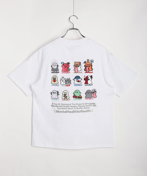 GRAF&WU（グラフアンドユー）の「GRAF&WU グラフアンドウー 12ベロ ゴーストキャラクター 刺繍 オーバーサイズ 半袖Tシャツ 海洋生物 メンタルヘルス（Tシャツ/カットソー・メンズ・ホワイト/ブラック/サックスブルー/オートミール/ブラック系その他・M/L/XL）」の7枚目の写真