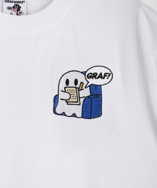 GRAF&WU（グラフアンドユー）の「GRAF&WU グラフアンドウー 12ベロ ゴーストキャラクター 刺繍 オーバーサイズ 半袖Tシャツ 海洋生物 メンタルヘルス（Tシャツ/カットソー・メンズ・ホワイト/ブラック/サックスブルー/オートミール/ブラック系その他・M/L/XL）」の9枚目の写真