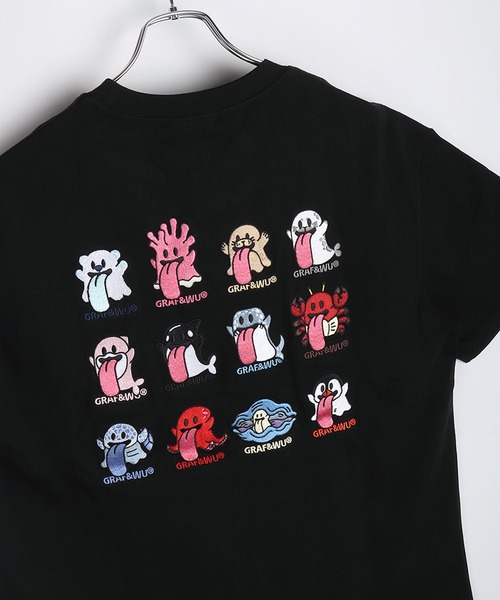 GRAF&WU（グラフアンドユー）の「GRAF&WU グラフアンドウー 12ベロ ゴーストキャラクター 刺繍 オーバーサイズ 半袖Tシャツ 海洋生物 メンタルヘルス（Tシャツ/カットソー・メンズ・ホワイト/ブラック/サックスブルー/オートミール/ブラック系その他・M/L/XL）」の18枚目の写真