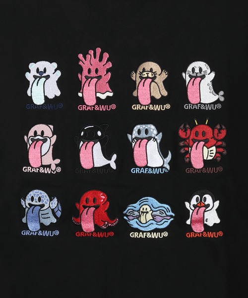GRAF&WU（グラフアンドユー）の「GRAF&WU グラフアンドウー 12ベロ ゴーストキャラクター 刺繍 オーバーサイズ 半袖Tシャツ 海洋生物 メンタルヘルス（Tシャツ/カットソー・メンズ・ホワイト/ブラック/サックスブルー/オートミール/ブラック系その他・M/L/XL）」の20枚目の写真