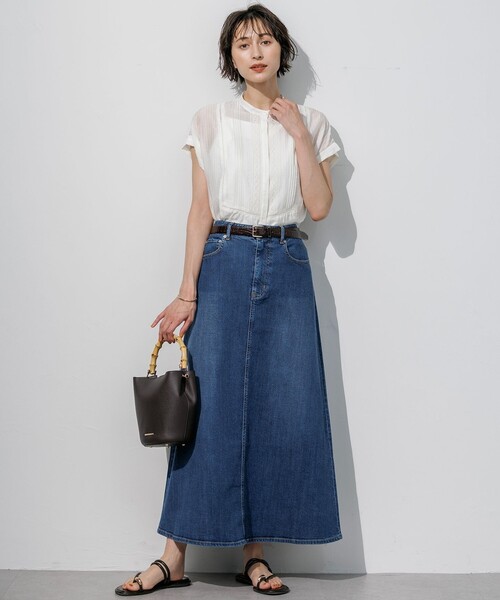 23区 S(ニジュウサンクチイサイサイズ)の「ストレッチ デニムフレアスカート(デニムスカート・レディース・ダルブルー系/ターコイズブルー系・30/32/34)」の8枚目の写真