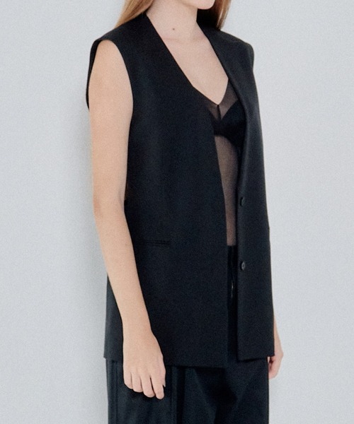 LE CIEL BLEU（ルシェルブルー）の「レースアップディテールベスト / Lace-Up Detail Vest（テーラードジャケット・レディース・ブラック・36）」の7枚目の写真