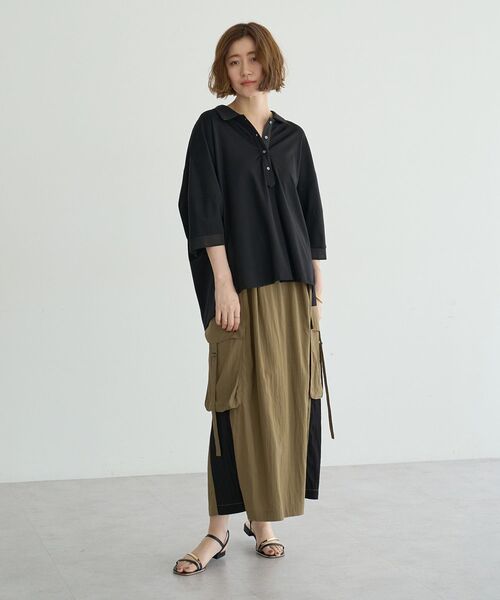 Editt by YECCA VECCA(エディットバイイェッカヴェッカ)の「【適ON】COOLカーゴロングスカート【セットアップ対応】(スカート・レディース・ブラック/チャコールグレー/カーキ・FREE)」の5枚目の写真