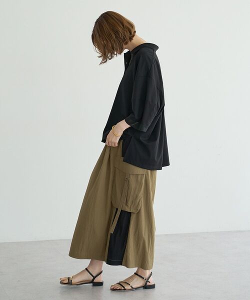Editt by YECCA VECCA(エディットバイイェッカヴェッカ)の「【適ON】COOLカーゴロングスカート【セットアップ対応】(スカート・レディース・ブラック/チャコールグレー/カーキ・FREE)」の8枚目の写真