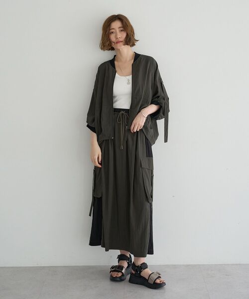 Editt by YECCA VECCA(エディットバイイェッカヴェッカ)の「【適ON】COOLカーゴロングスカート【セットアップ対応】(スカート・レディース・ブラック/チャコールグレー/カーキ・FREE)」の21枚目の写真