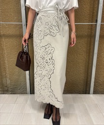 Ameri（アメリ）の「CUTWORK EMBROIDERY RIBBON SKIRT（スカート）」