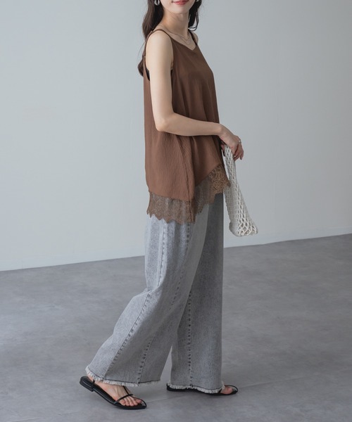refinedworks(リファインドワークス)の「【refinedworks】ヒンヤリ快適な 接触冷感 裾レース キャミ(キャミソール・レディース・ホワイト/ブラウン/ブラック・FREE)」の10枚目の写真