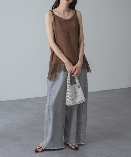 refinedworks(リファインドワークス)の「【refinedworks】ヒンヤリ快適な 接触冷感 裾レース キャミ(キャミソール・レディース・ホワイト/ブラウン/ブラック・FREE)」の12枚目の写真