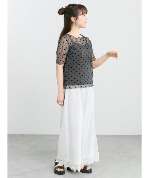 Samansa Mos2(サマンサ モスモス)の「◆フロッキードットプルオーバー&キャミ(Tシャツ/カットソー・レディース・ブラック/チャコールグレー/アイボリー・F)」の8枚目の写真