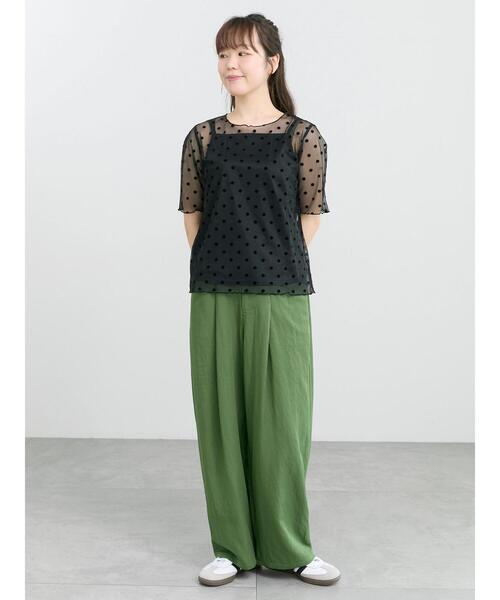 Samansa Mos2(サマンサ モスモス)の「◆フロッキードットプルオーバー&キャミ(Tシャツ/カットソー・レディース・ブラック/チャコールグレー/アイボリー・F)」の12枚目の写真
