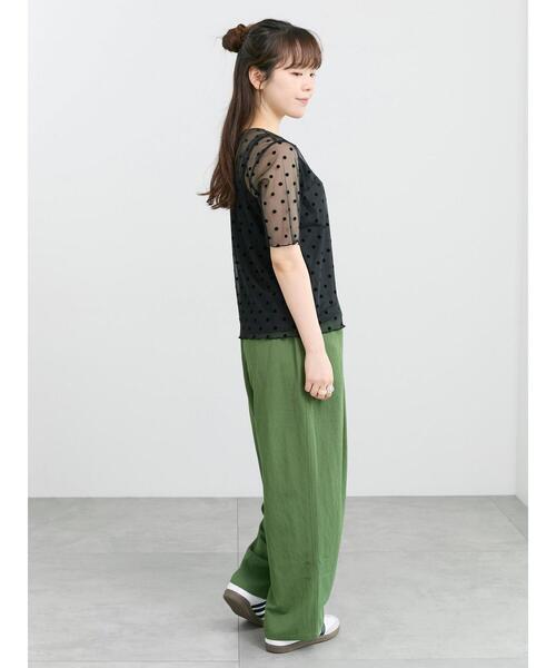 Samansa Mos2(サマンサ モスモス)の「◆フロッキードットプルオーバー&キャミ(Tシャツ/カットソー・レディース・ブラック/チャコールグレー/アイボリー・F)」の13枚目の写真