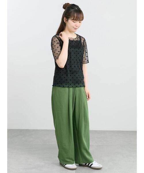 Samansa Mos2(サマンサ モスモス)の「◆フロッキードットプルオーバー&キャミ(Tシャツ/カットソー・レディース・ブラック/チャコールグレー/アイボリー・F)」の16枚目の写真