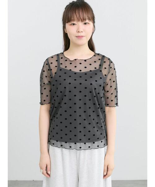 Samansa Mos2(サマンサ モスモス)の「◆フロッキードットプルオーバー&キャミ(Tシャツ/カットソー・レディース・ブラック/チャコールグレー/アイボリー・F)」の17枚目の写真