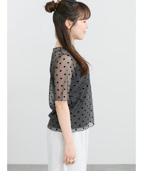 Samansa Mos2(サマンサ モスモス)の「◆フロッキードットプルオーバー&キャミ(Tシャツ/カットソー・レディース・ブラック/チャコールグレー/アイボリー・F)」の18枚目の写真