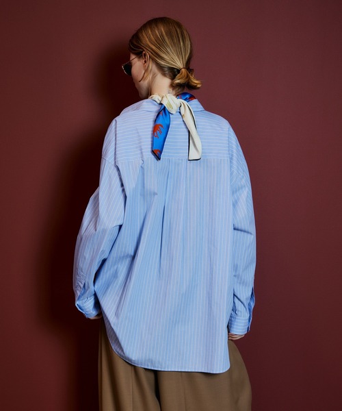 MAISON SPECIAL(メゾンスペシャル)の「Frill Oxford Overshirt/フリルオックスオーバーシャツ(シャツ/ブラウス・レディース・ブルー/ピンク/ホワイト・FREE)」の7枚目の写真