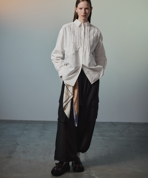 MAISON SPECIAL(メゾンスペシャル)の「Frill Oxford Overshirt/フリルオックスオーバーシャツ(シャツ/ブラウス・レディース・ブルー/ピンク/ホワイト・FREE)」の8枚目の写真