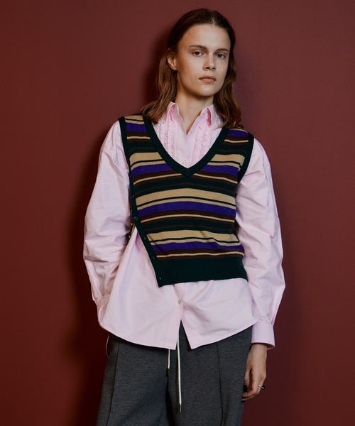 MAISON SPECIAL(メゾンスペシャル)の「Frill Oxford Overshirt/フリルオックスオーバーシャツ(シャツ/ブラウス・レディース・ブルー/ピンク/ホワイト・FREE)」の17枚目の写真