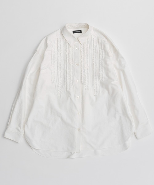 MAISON SPECIAL(メゾンスペシャル)の「Frill Oxford Overshirt/フリルオックスオーバーシャツ(シャツ/ブラウス・レディース・ブルー/ピンク/ホワイト・FREE)」の20枚目の写真