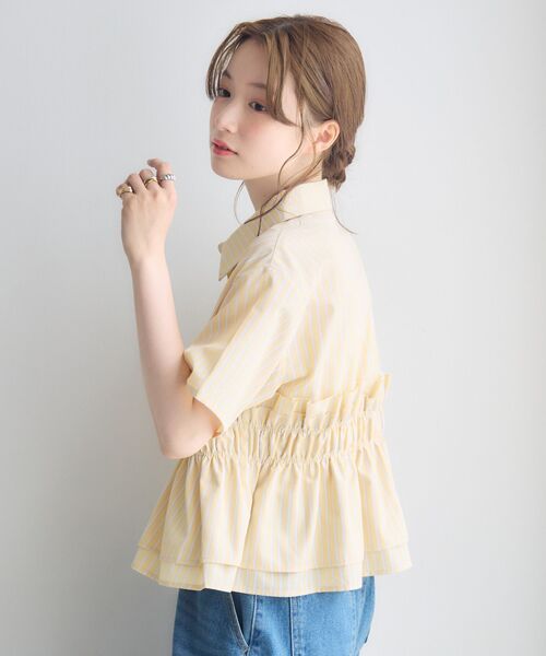RETRO GIRL(レトロガール)の「フリルレイヤード半袖シャツ(シャツ/ブラウス・レディース・オフホワイト/ブルー系その他/イエロー系その他・FREE)」の17枚目の写真