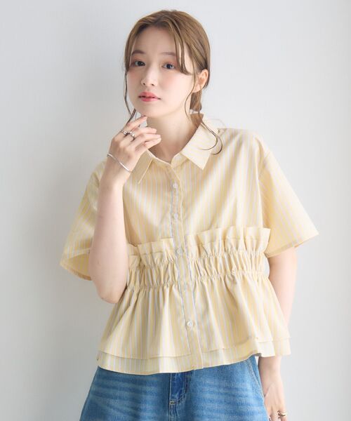RETRO GIRL(レトロガール)の「フリルレイヤード半袖シャツ(シャツ/ブラウス・レディース・オフホワイト/ブルー系その他/イエロー系その他・FREE)」の19枚目の写真
