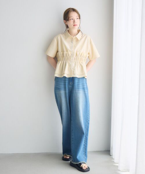 RETRO GIRL(レトロガール)の「フリルレイヤード半袖シャツ(シャツ/ブラウス・レディース・オフホワイト/ブルー系その他/イエロー系その他・FREE)」の20枚目の写真