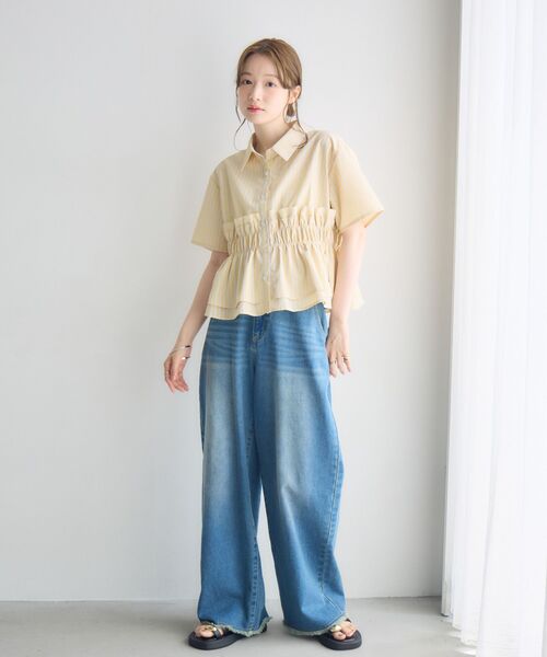RETRO GIRL(レトロガール)の「フリルレイヤード半袖シャツ(シャツ/ブラウス・レディース・オフホワイト/ブルー系その他/イエロー系その他・FREE)」の21枚目の写真