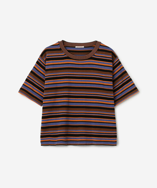 RYE TENDER(ライテンダー)の「RYE TENDER |〈別注〉マルチボーダー 半袖クルーネックニット WOMEN(Tシャツ/カットソー・レディース・ブラウン系その他2/カーキ系1/ブラウン系その他・0)」の4枚目の写真