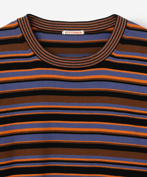 RYE TENDER(ライテンダー)の「RYE TENDER |〈別注〉マルチボーダー 半袖クルーネックニット WOMEN(Tシャツ/カットソー・レディース・ブラウン系その他2/カーキ系1/ブラウン系その他・0)」の6枚目の写真