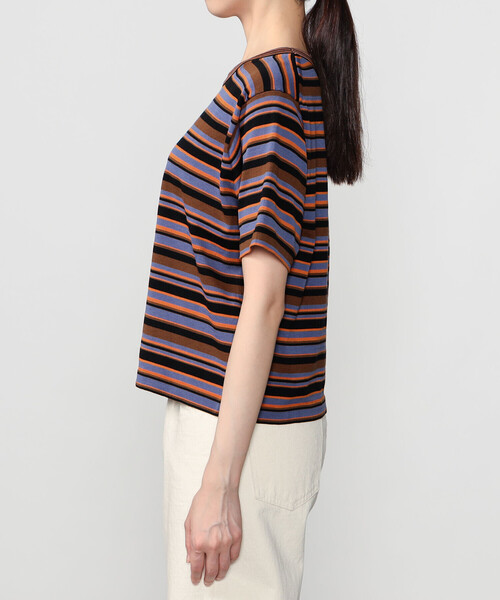 RYE TENDER(ライテンダー)の「RYE TENDER |〈別注〉マルチボーダー 半袖クルーネックニット WOMEN(Tシャツ/カットソー・レディース・ブラウン系その他2/カーキ系1/ブラウン系その他・0)」の10枚目の写真