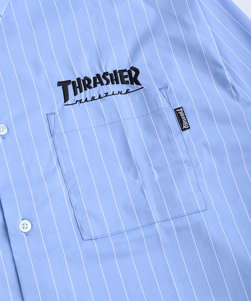 THRASHER（スラッシャー）の「THRASHER スラッシャー ストライプ バックプリント オーバーサイズ 長袖シャツ（シャツ/ブラウス・メンズ・グレー/サックスブルー/ブラック・M/L）」の14枚目の写真