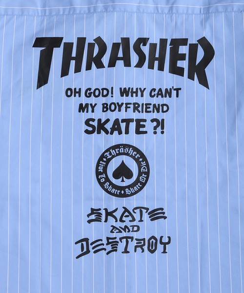 THRASHER（スラッシャー）の「THRASHER スラッシャー ストライプ バックプリント オーバーサイズ 長袖シャツ（シャツ/ブラウス・メンズ・グレー/サックスブルー/ブラック・M/L）」の15枚目の写真